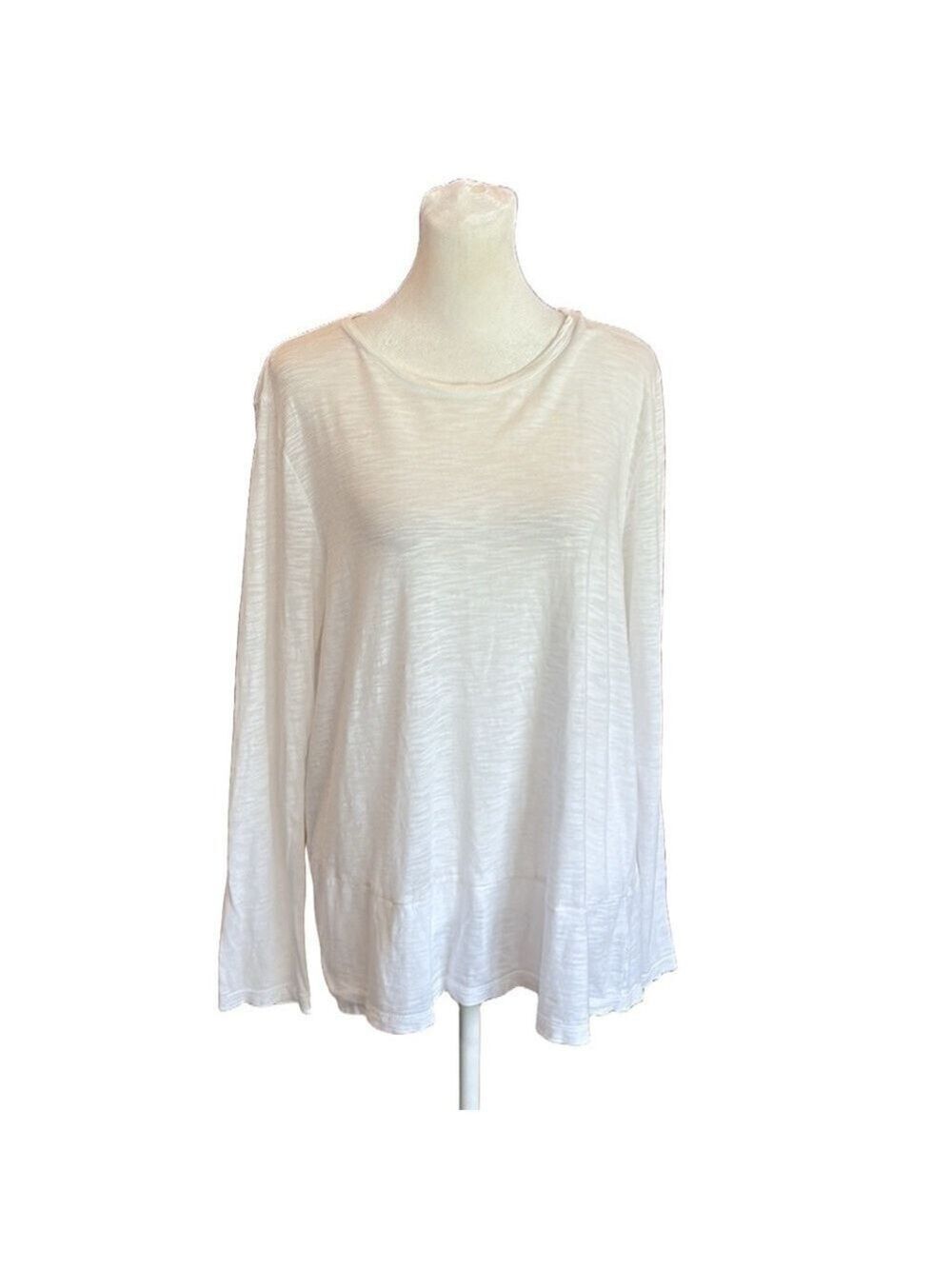 J. Jill Size L long sleeve top. White lightweight wardrobe essential cotton mix